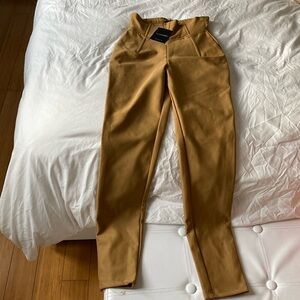 Tan high waist skinny stretch pants